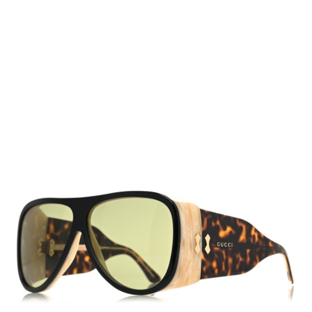 GUCCI BLACK & HAVANA OVERSIZED AVIATOR SUNGLASSES
